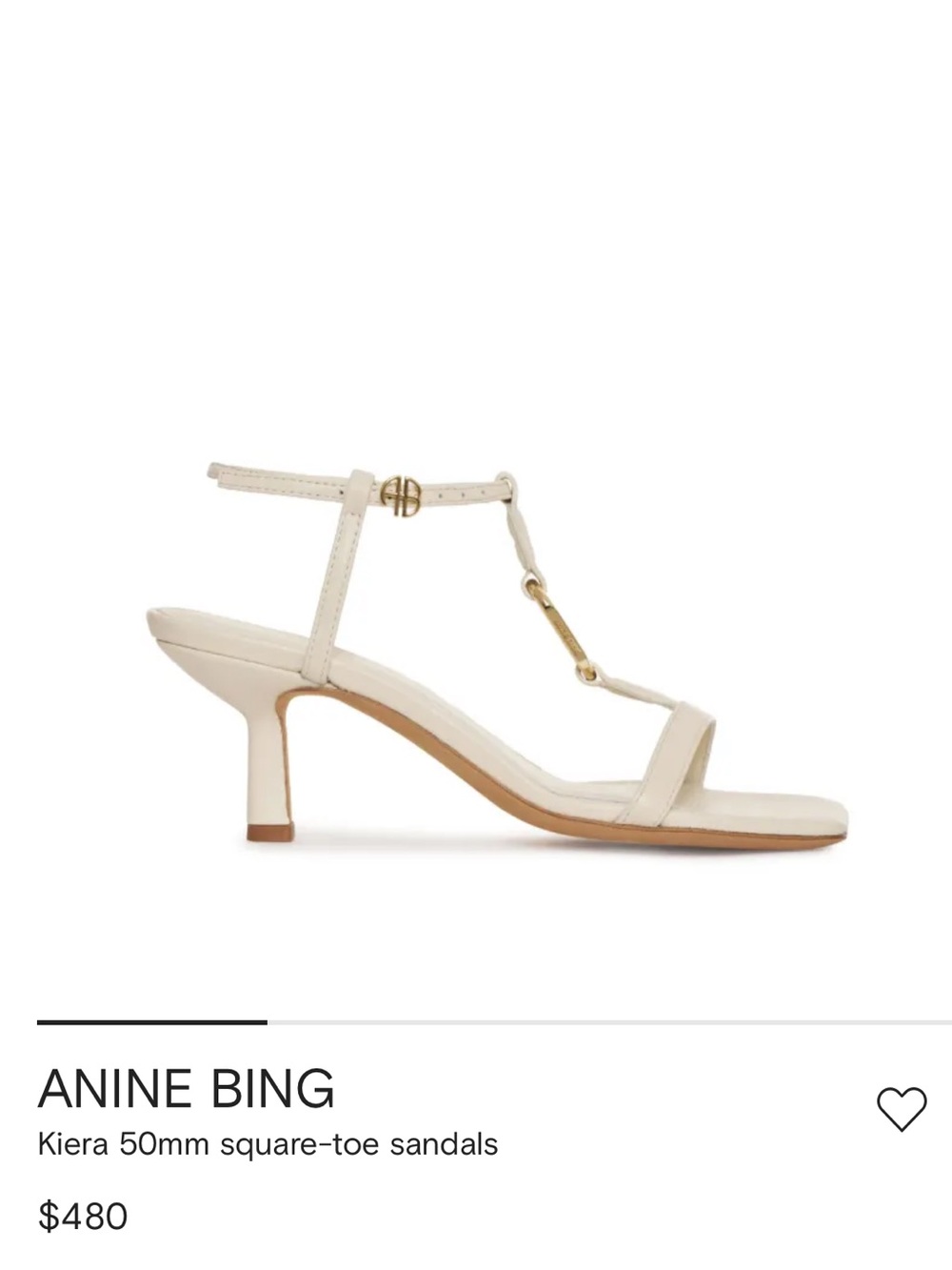Anine Bing Kiera Cream Leather Sandals  39/9